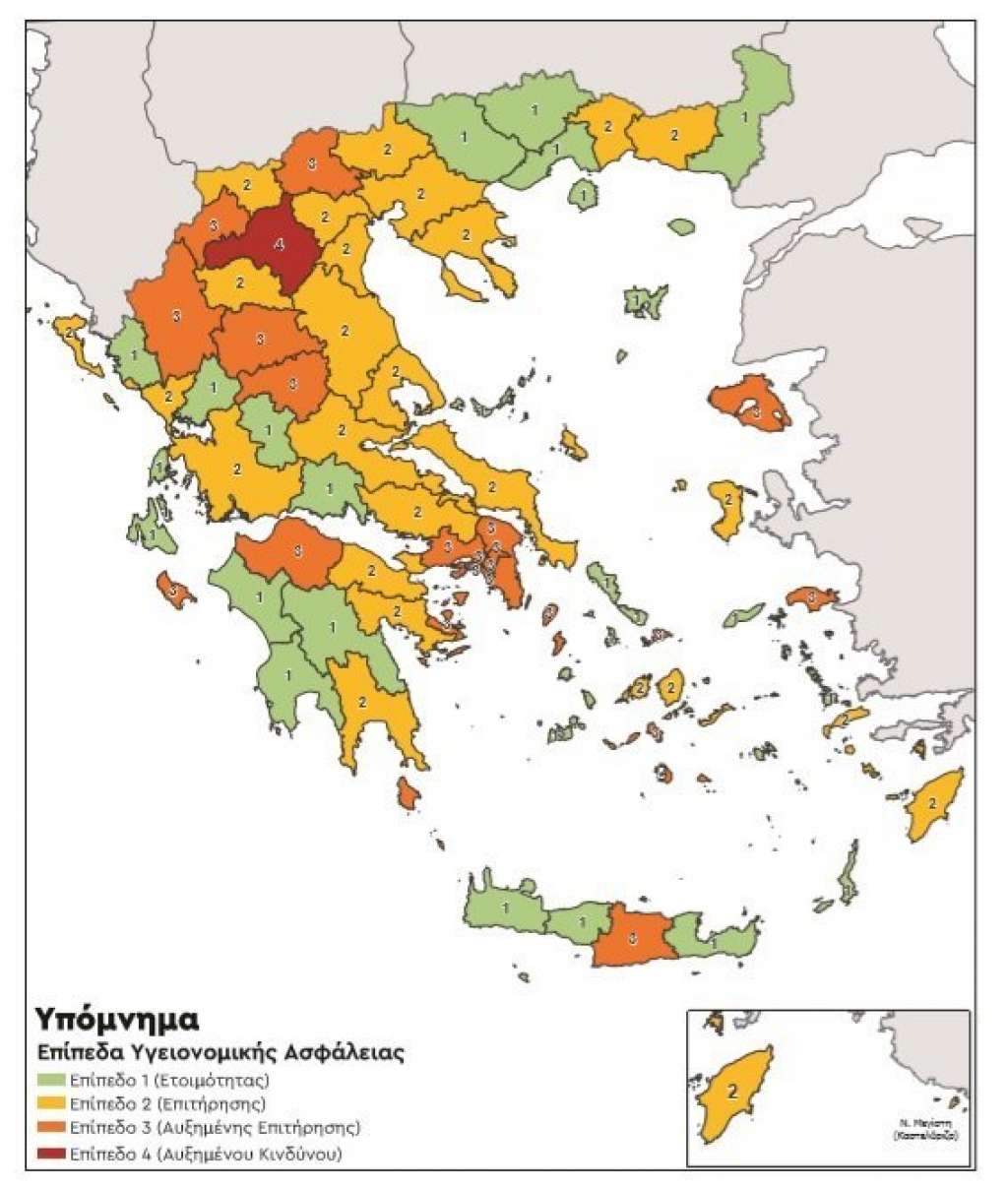 Κορωνοϊός: Ο νέος χάρτη με τα επιδημιολογικά φορτία στην Ελλάδα