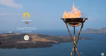 Η Ολυμπιακή Φλόγα στη Σαντορίνη [vid]